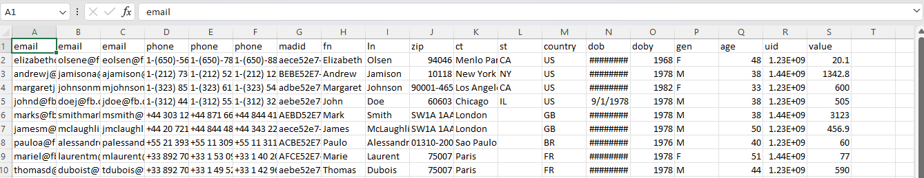 Demo .CSV of what we can import into Meta