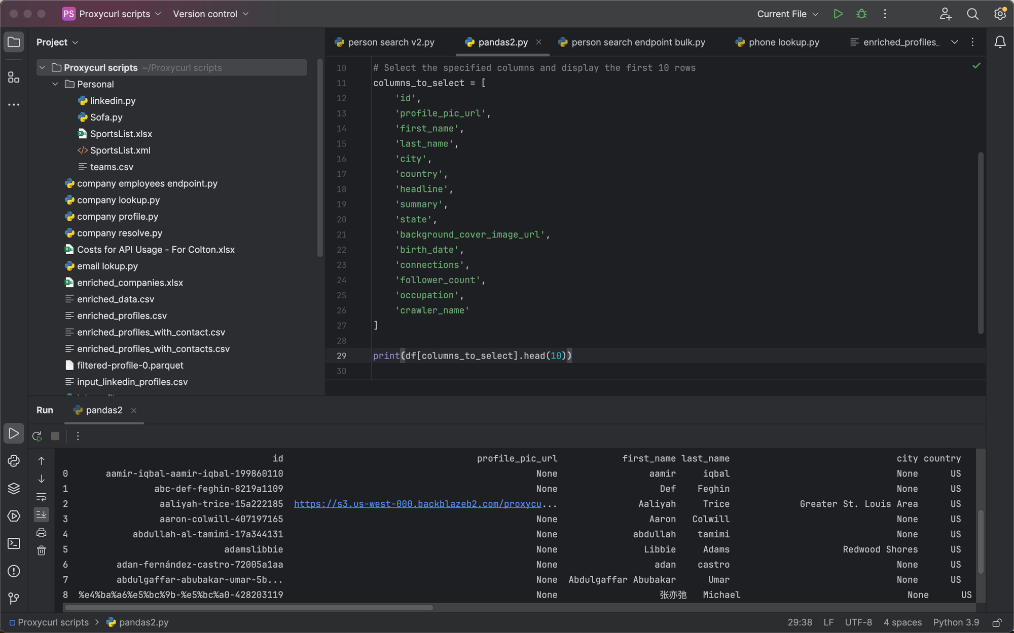 The new result with more information returned in PyCharm