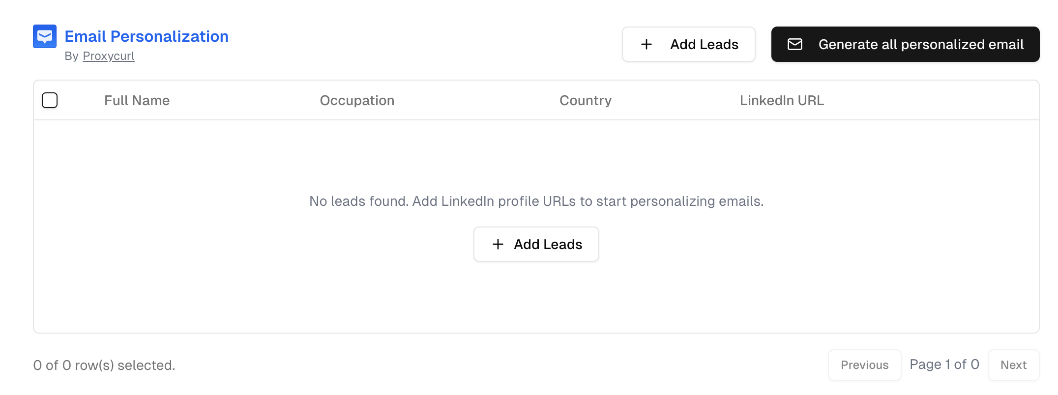 A created Lead Management Table