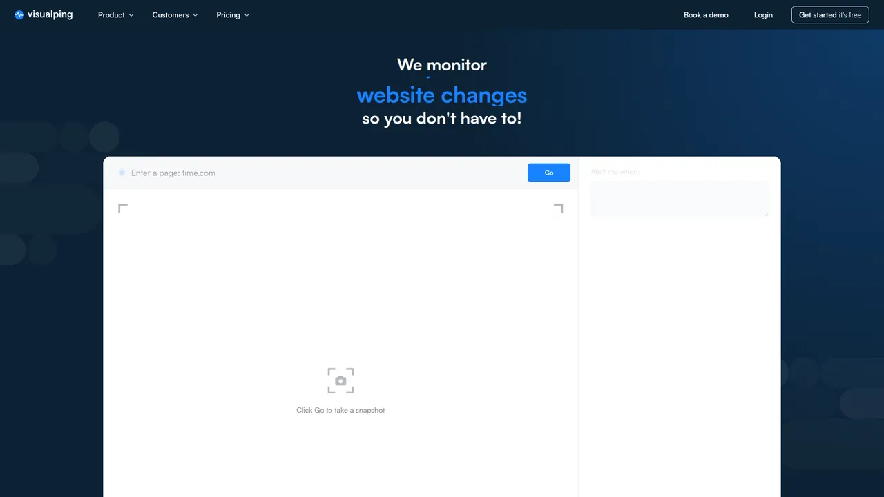 Visualping homepage hero