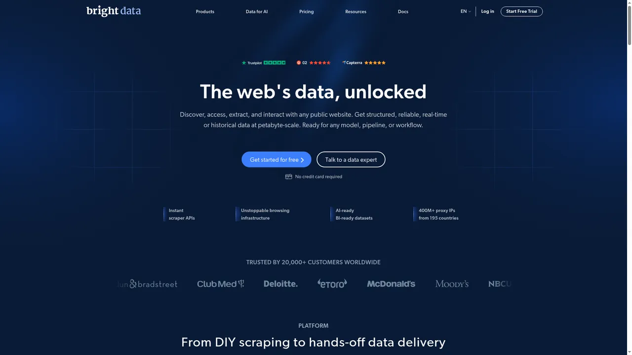 Bright Data landing page