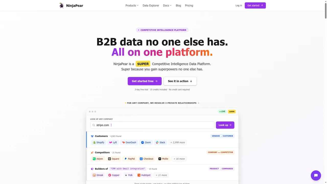 NinjaPear landing page