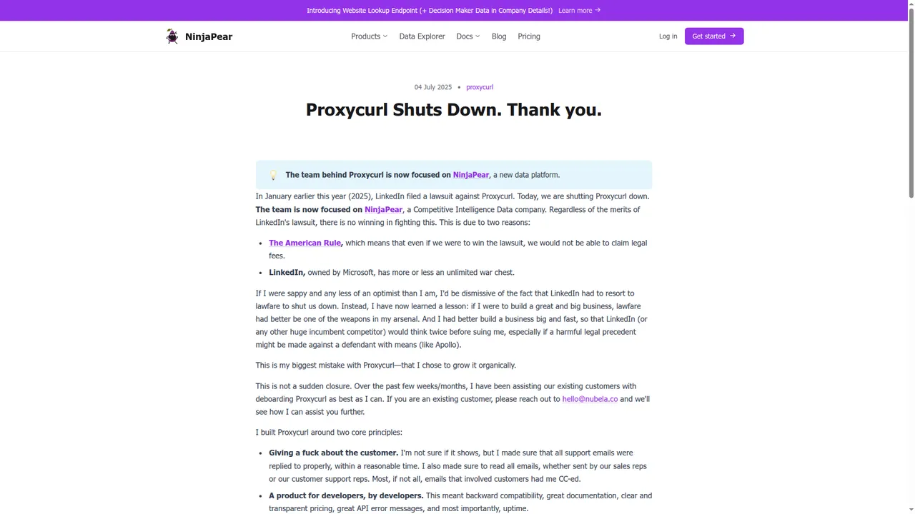 Proxycurl shutdown post