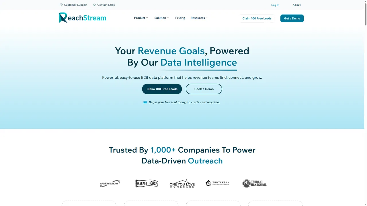 ReachStream landing page
